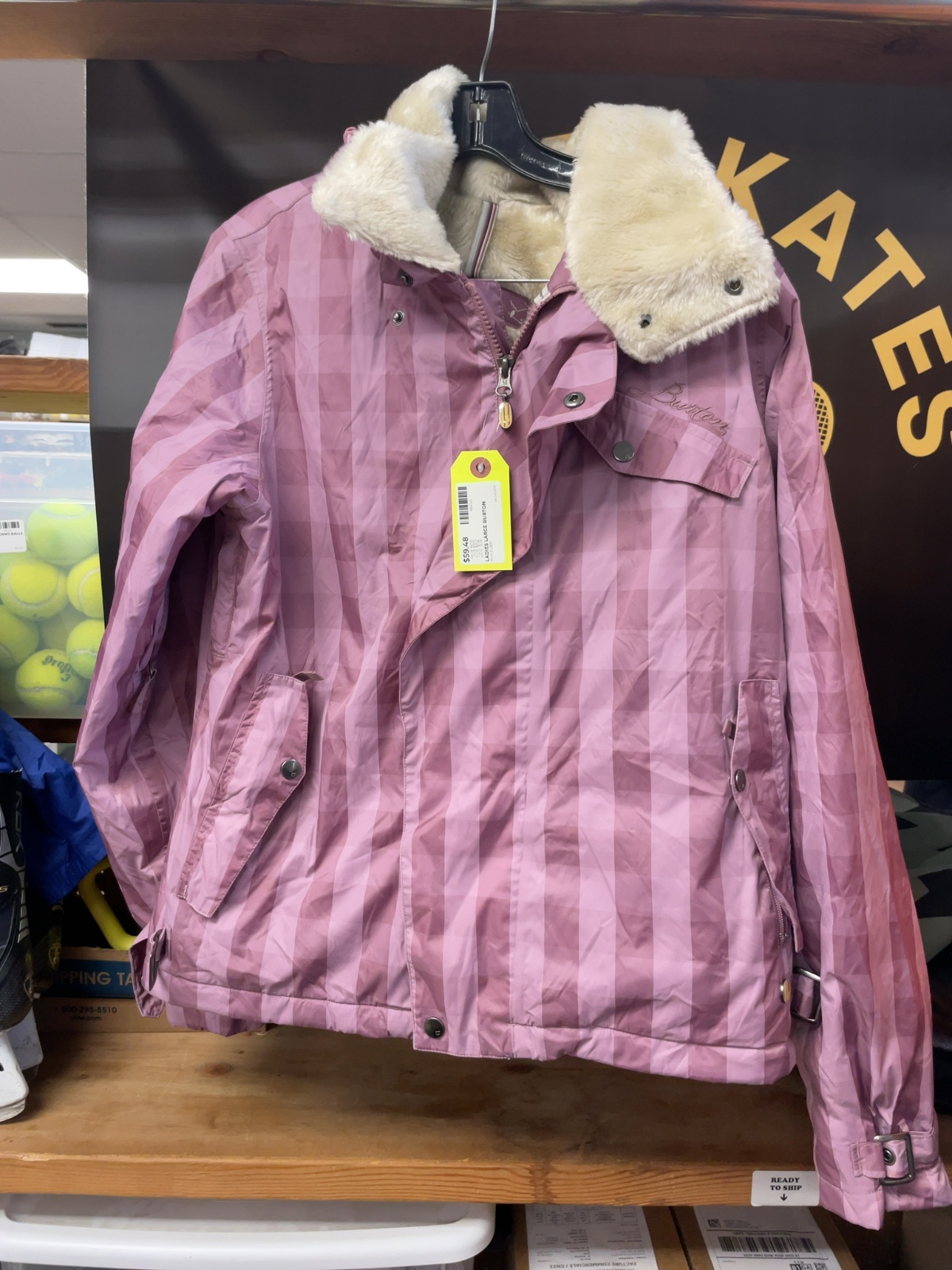 Burton Ski Jacket Large Pink Checkered