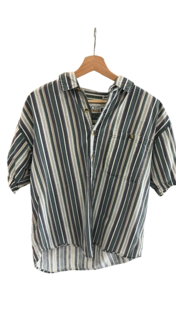 Cache Creek Vintage 90s Striped Short Sleeve Button Up Shirt Medium