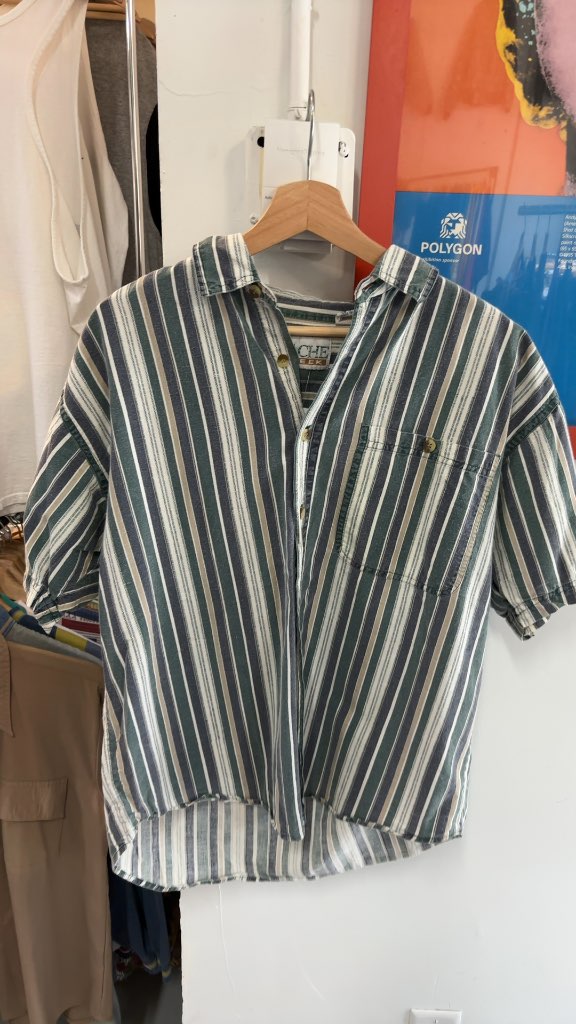 Cache Creek Vintage 90s Striped Short Sleeve Button Up Shirt Medium