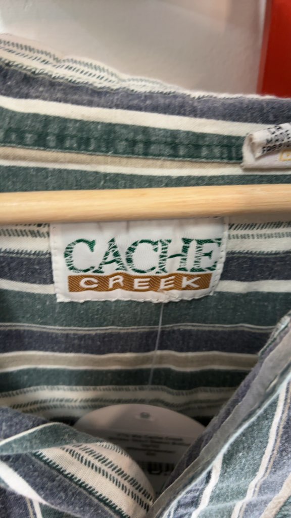 Cache Creek Vintage 90s Striped Short Sleeve Button Up Shirt Medium