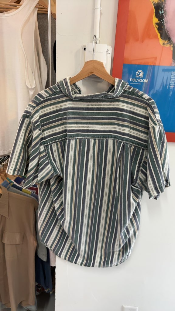 Cache Creek Vintage 90s Striped Short Sleeve Button Up Shirt Medium