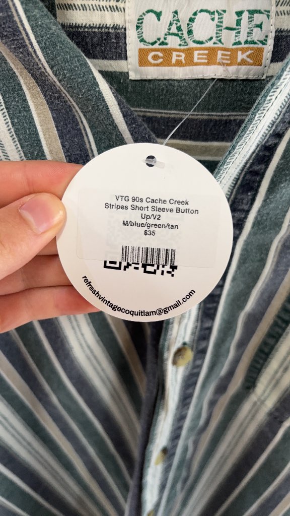 Cache Creek Vintage 90s Striped Short Sleeve Button Up Shirt Medium
