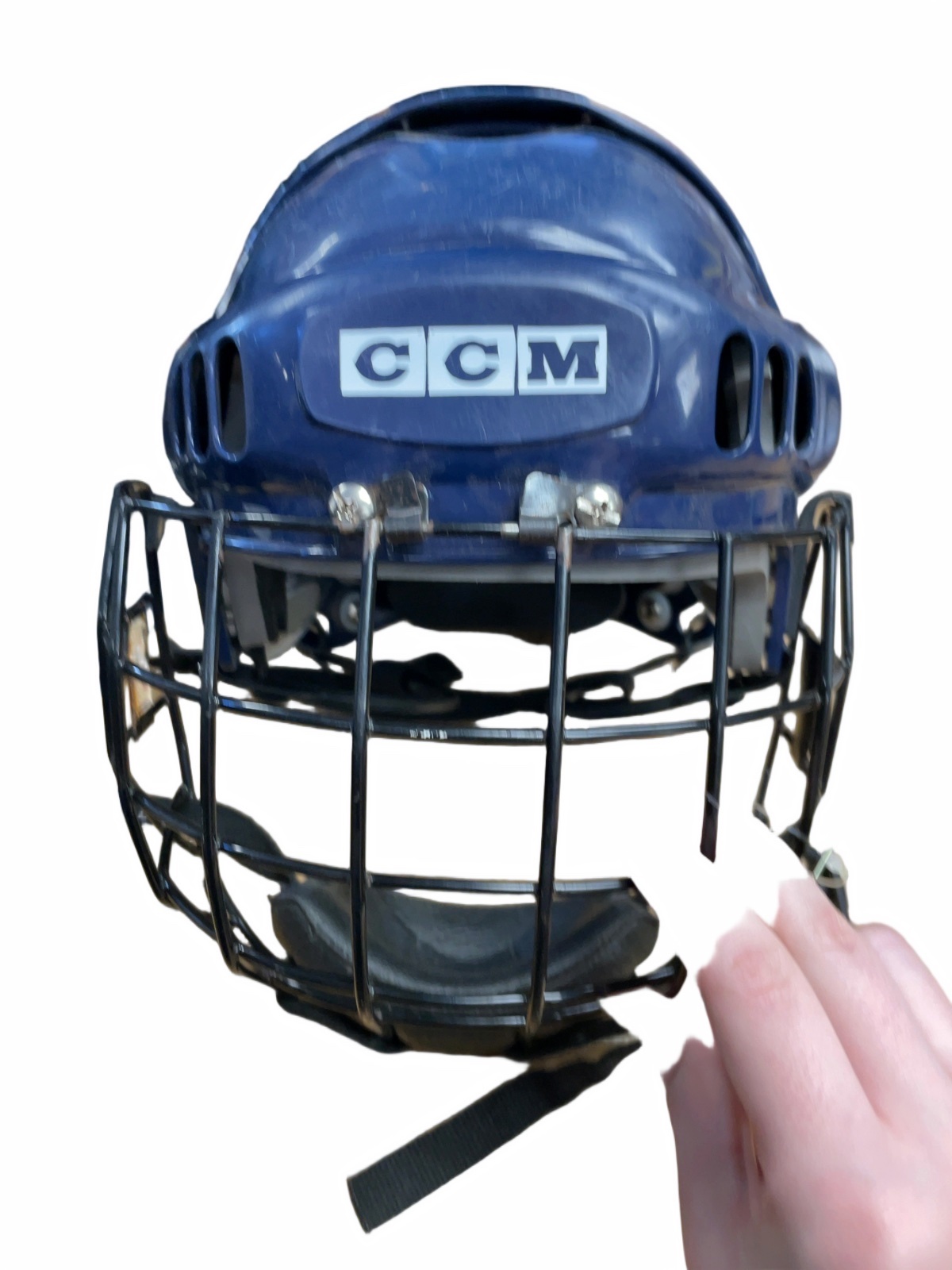 CCM Blue Hockey Helmet with Cage - Size Small
