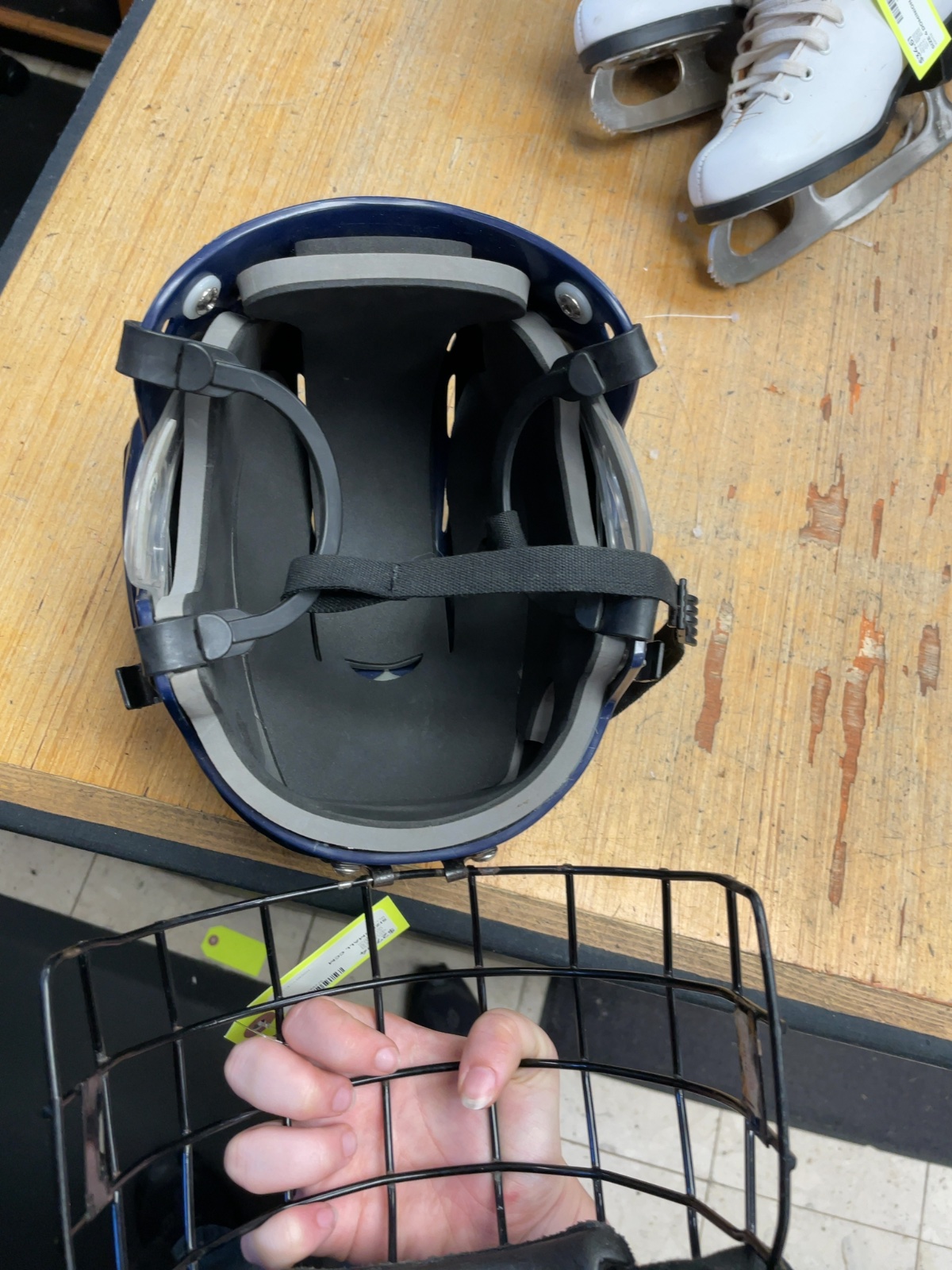 CCM Blue Hockey Helmet with Cage - Size Small