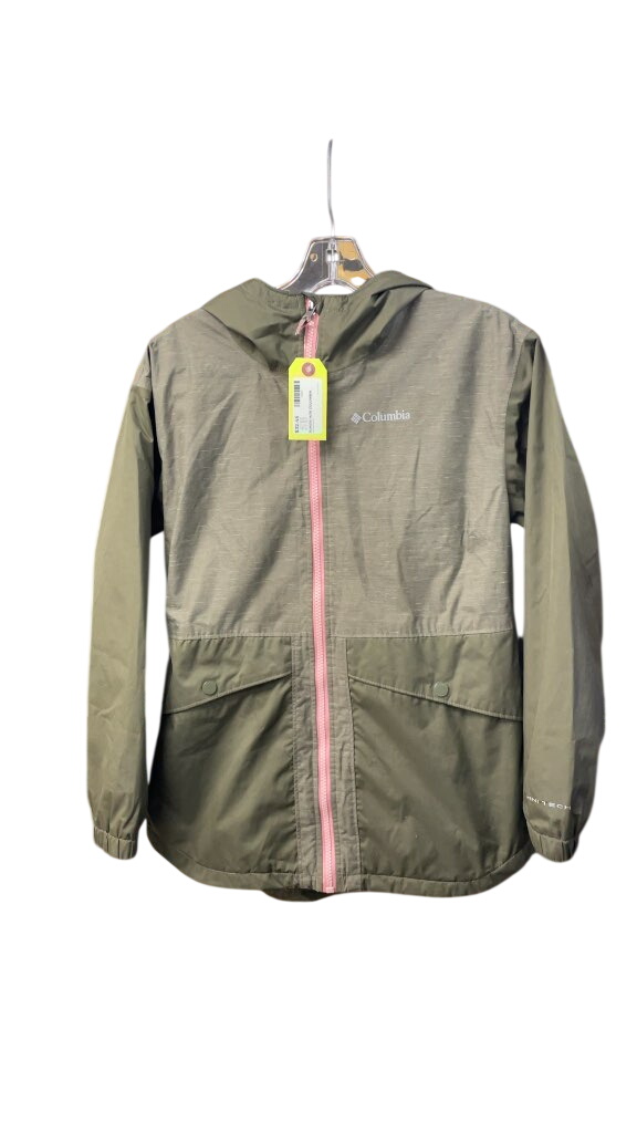 Columbia Junior 14/16 Omni-Tech Rain Jacket - Green/Pink