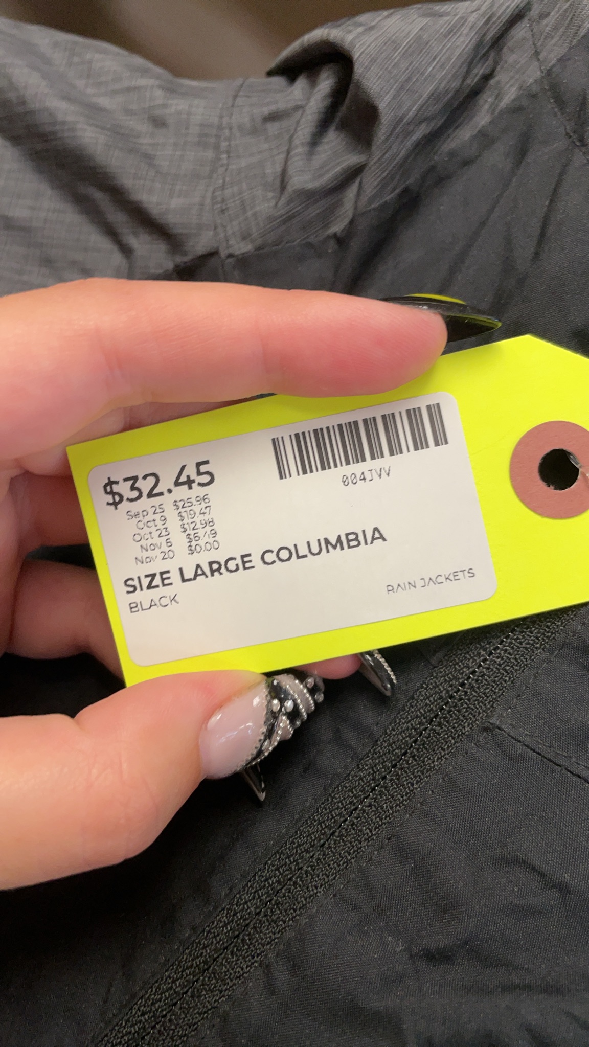 Columbia Omni-Heat Size L Black Rain Jacket