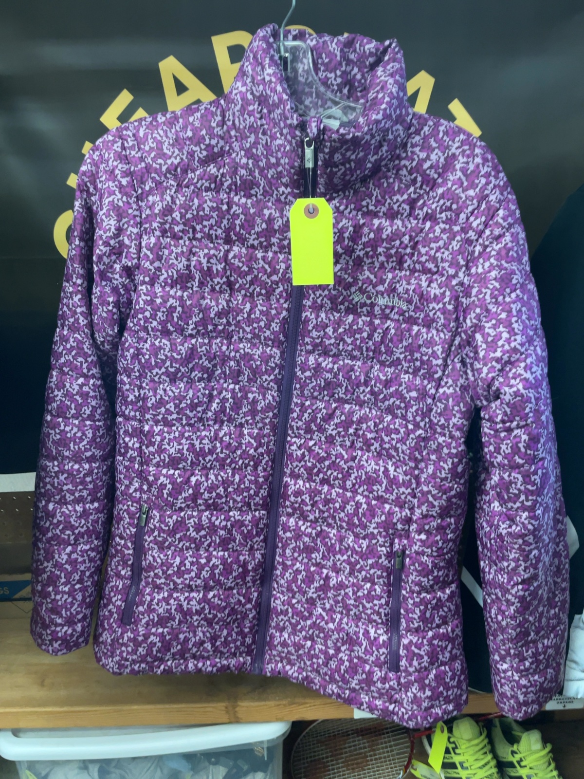 Columbia Quilted Puffer Jacket Medium Purple Pattern