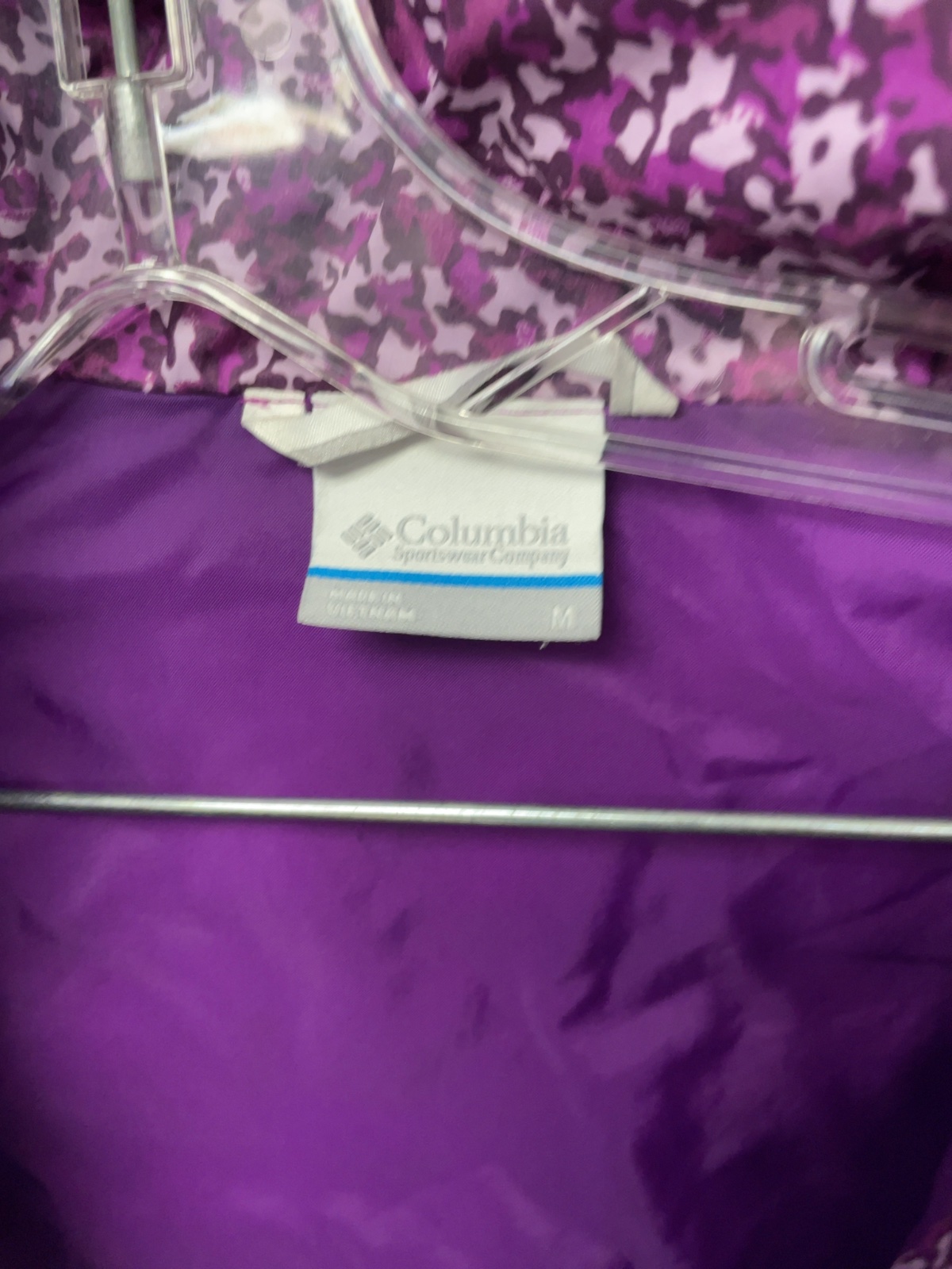 Columbia Quilted Puffer Jacket Medium Purple Pattern