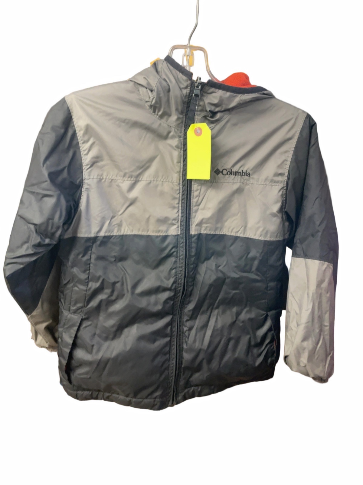 Columbia Reversible Hooded Jacket Size 8 Youth Grey/Black/Orange - image 1