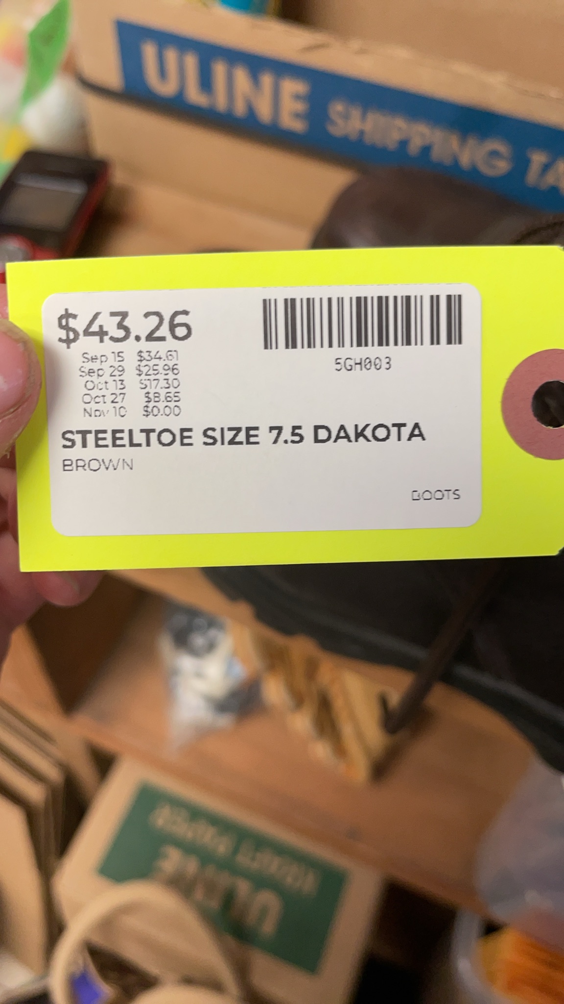 Dakota Steel Toe Size 7.5 Brown Work Boots