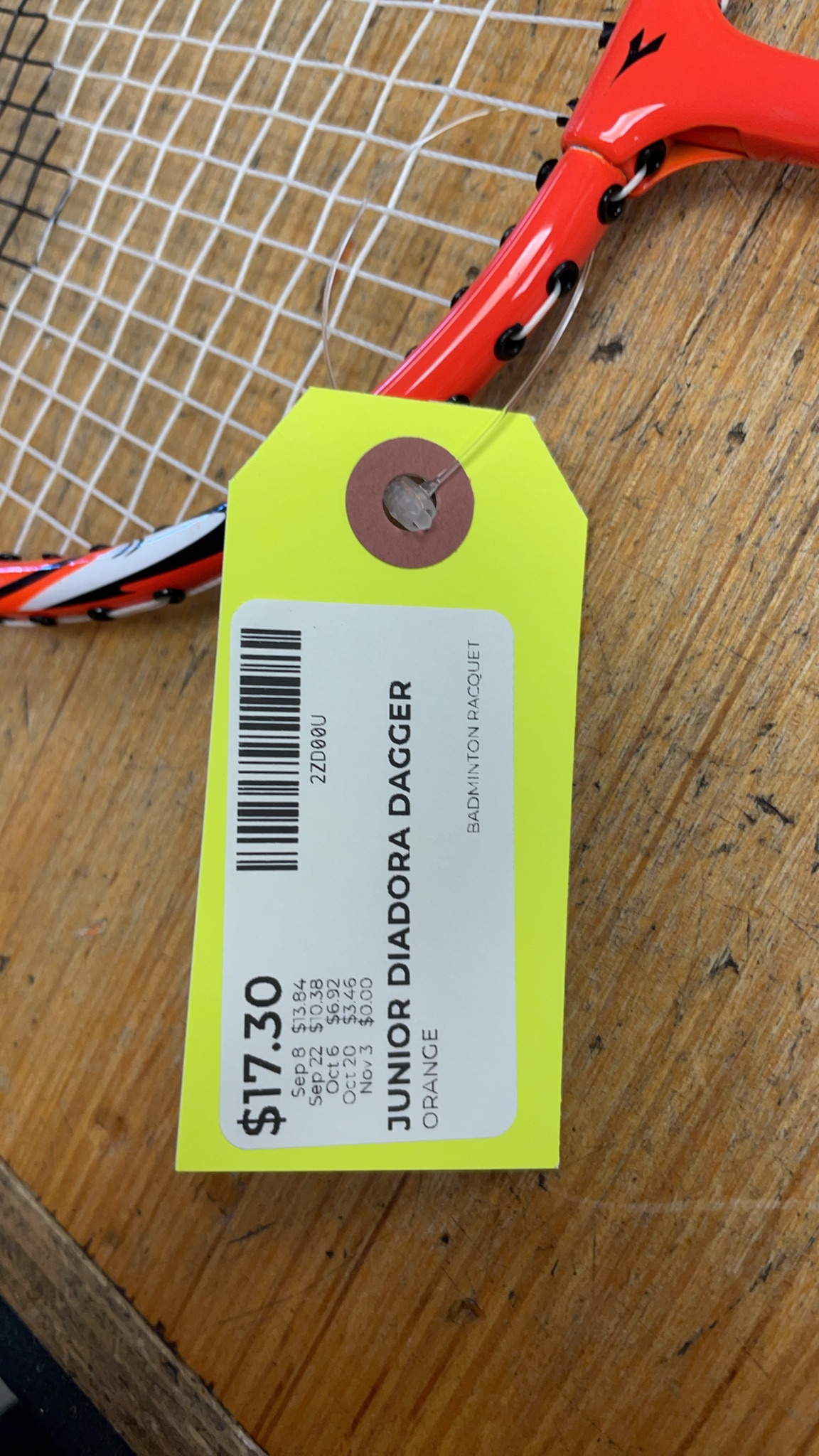 Diadora Dagger Jr. Junior Badminton Racquet - Orange