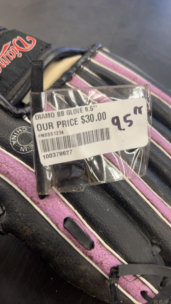 Diamond Baseball Glove 01222 B5 Black/Purple Used 9.5" - image 1