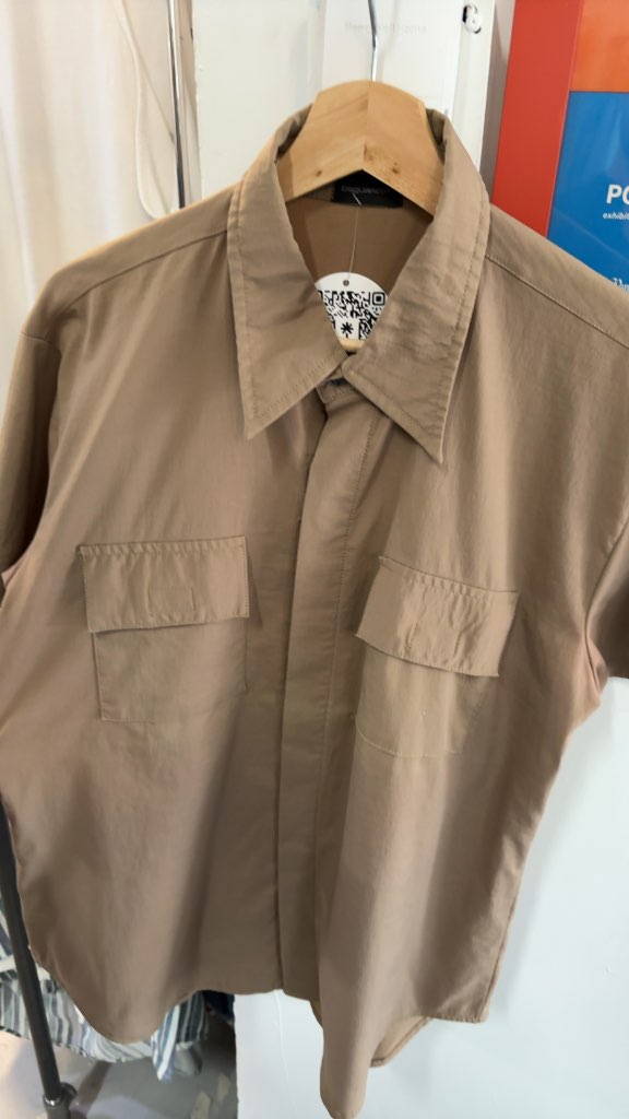 DSQUARED2 Short Sleeve Button Up Shirt Tan Good Condition Size M
