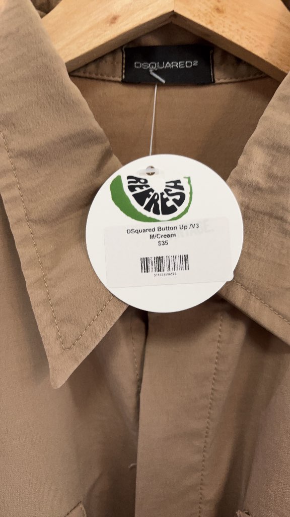 DSQUARED2 Short Sleeve Button Up Shirt Tan Good Condition Size M