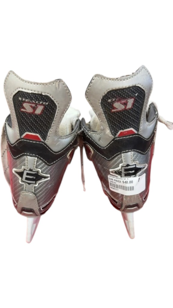 Easton Hockey Skates Stealth S1 Silver/Black Used Size 1.0