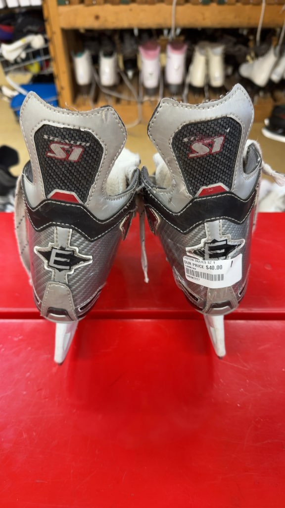 Easton Hockey Skates Stealth S1 Silver/Black Used Size 1.0