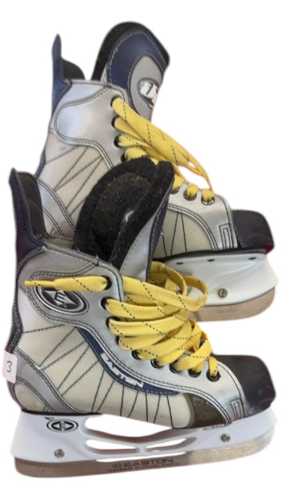 Easton Ice Skates UL Uni-Body Silver/Navy Used Size 3 - image 1