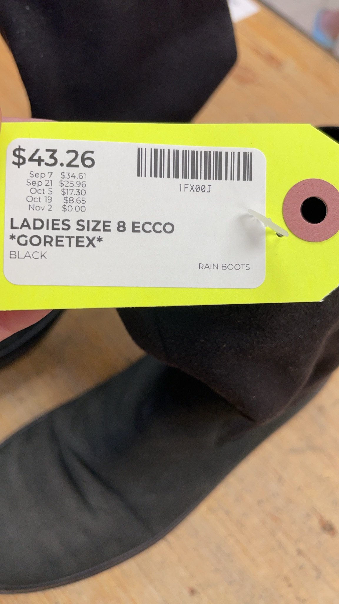 Ecco Ladies Size 8 Gore-Tex Rain Boots
