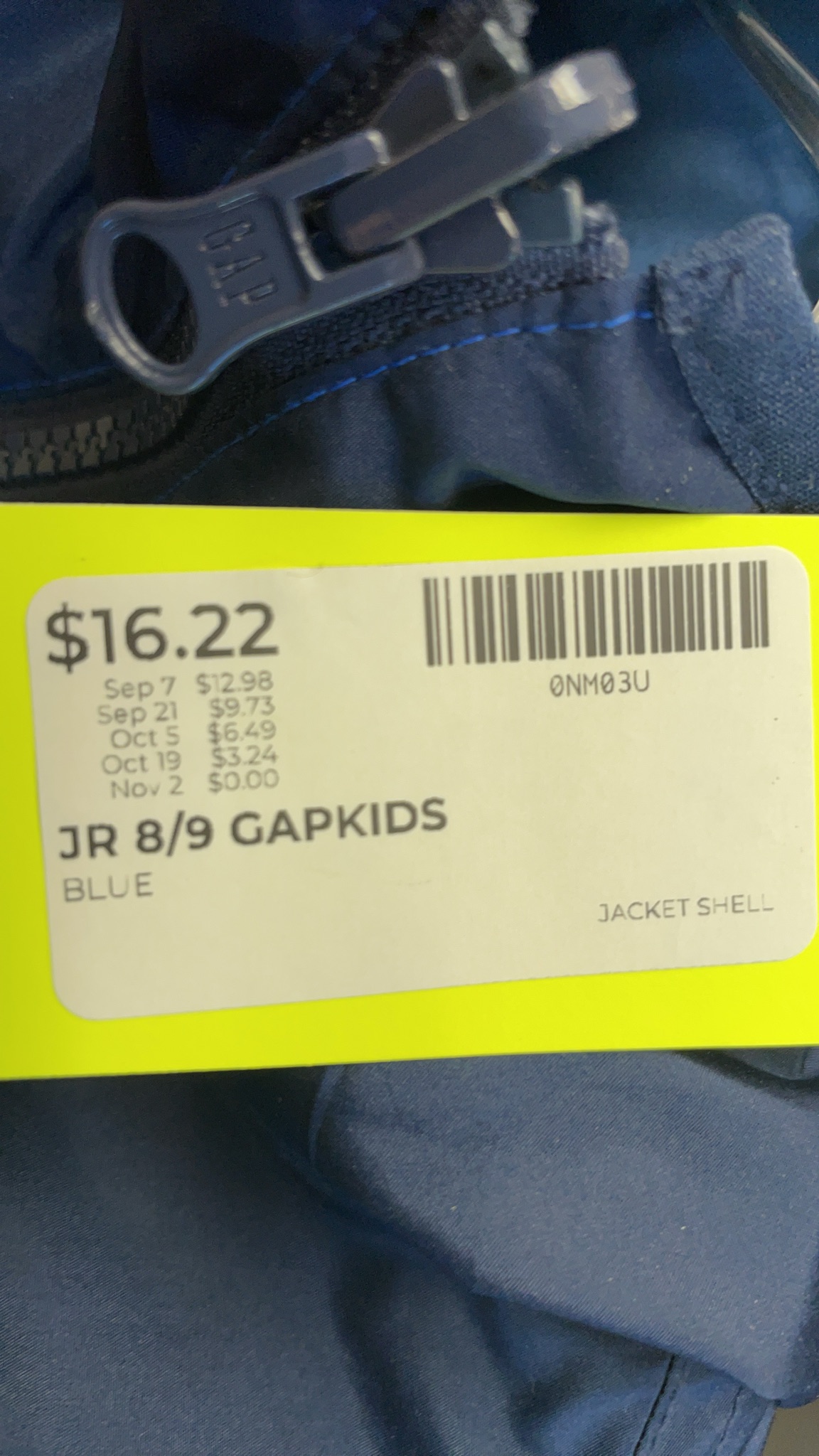 Gap Kids Junior 8/9 Blue Hooded Jacket Shell