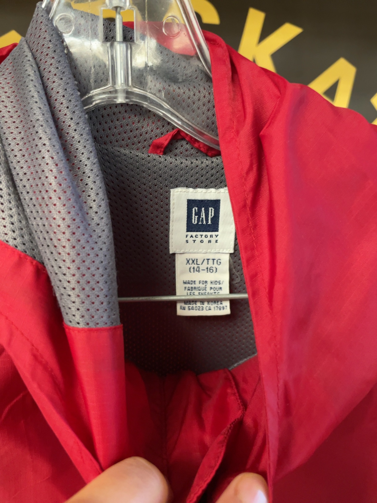 Gap Rain Jacket XXL (14-16) Red