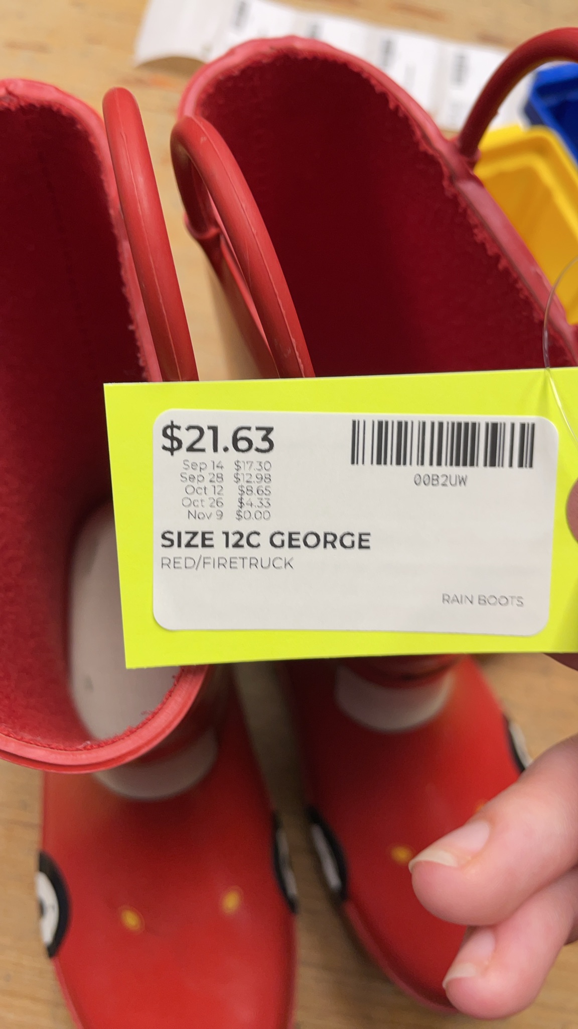 George Firetruck Size 12C Red Rain Boots