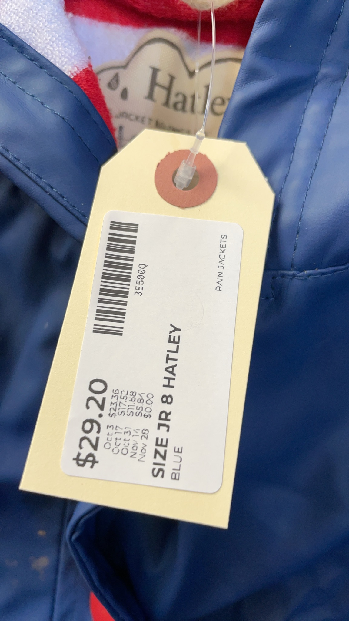 Hatley Rain Jacket Size JR 8 Blue