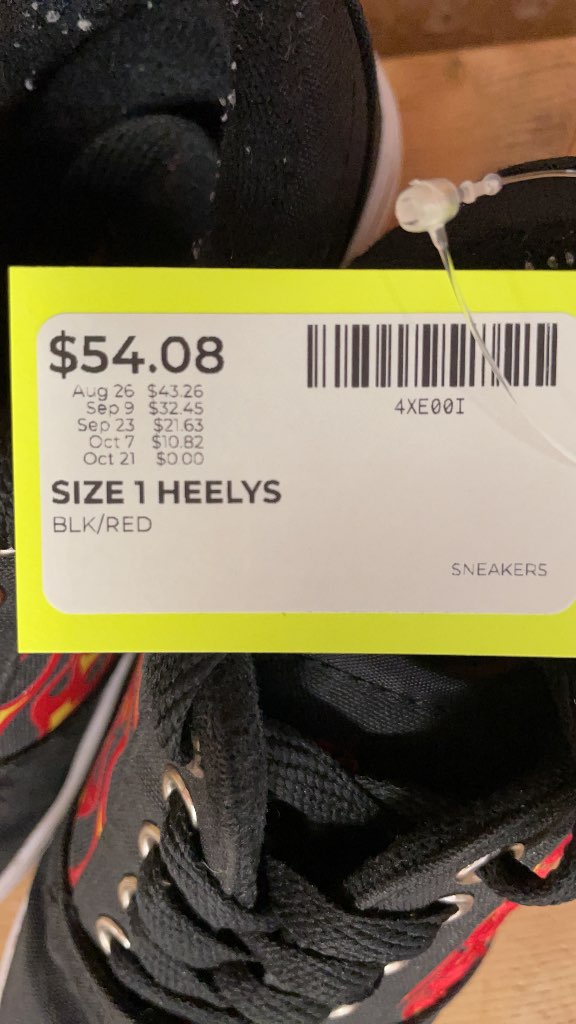Heelys Size 1 Black/Red Flame Sneakers
