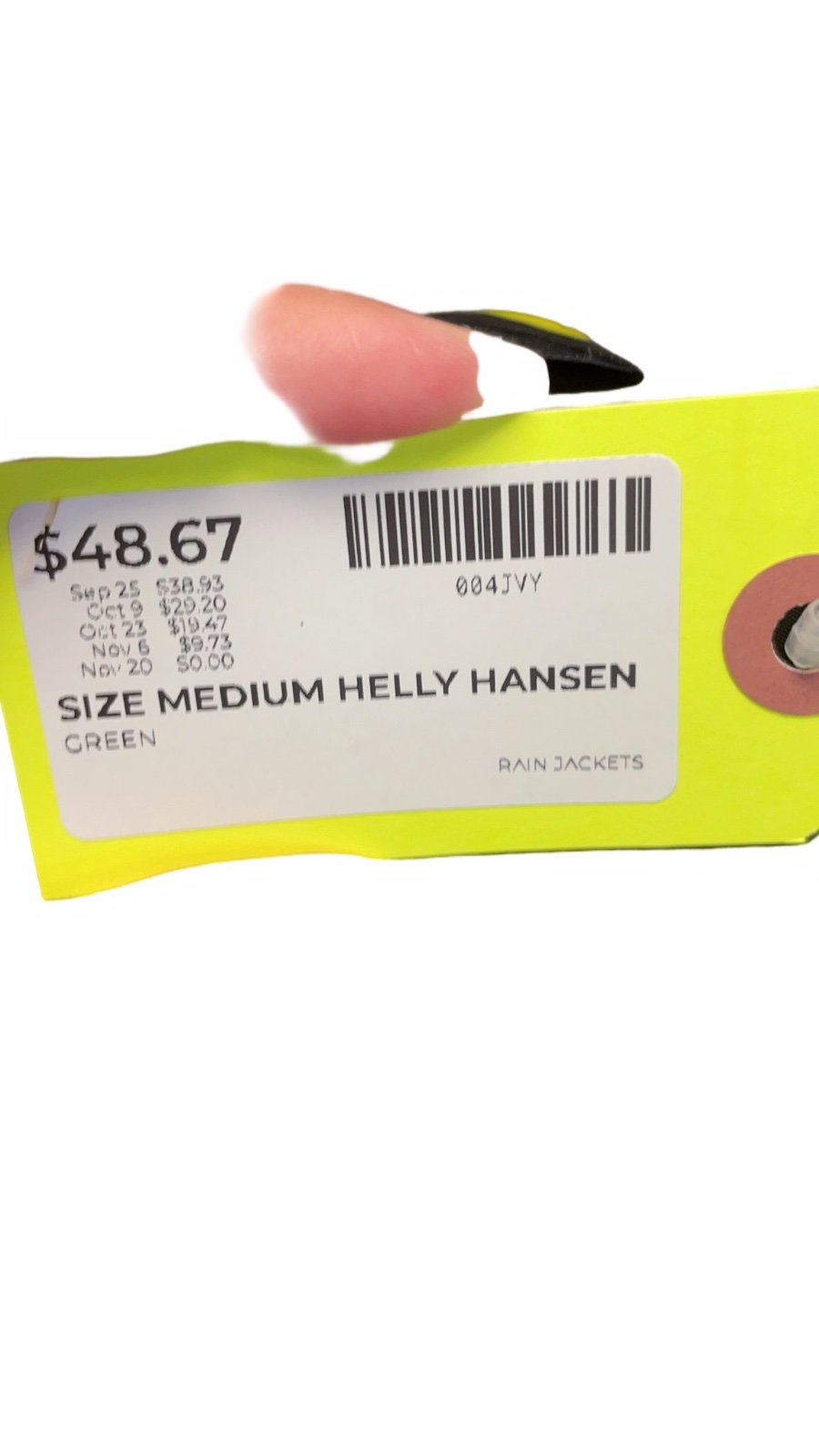 Helly Hansen Rain Jacket Medium Green