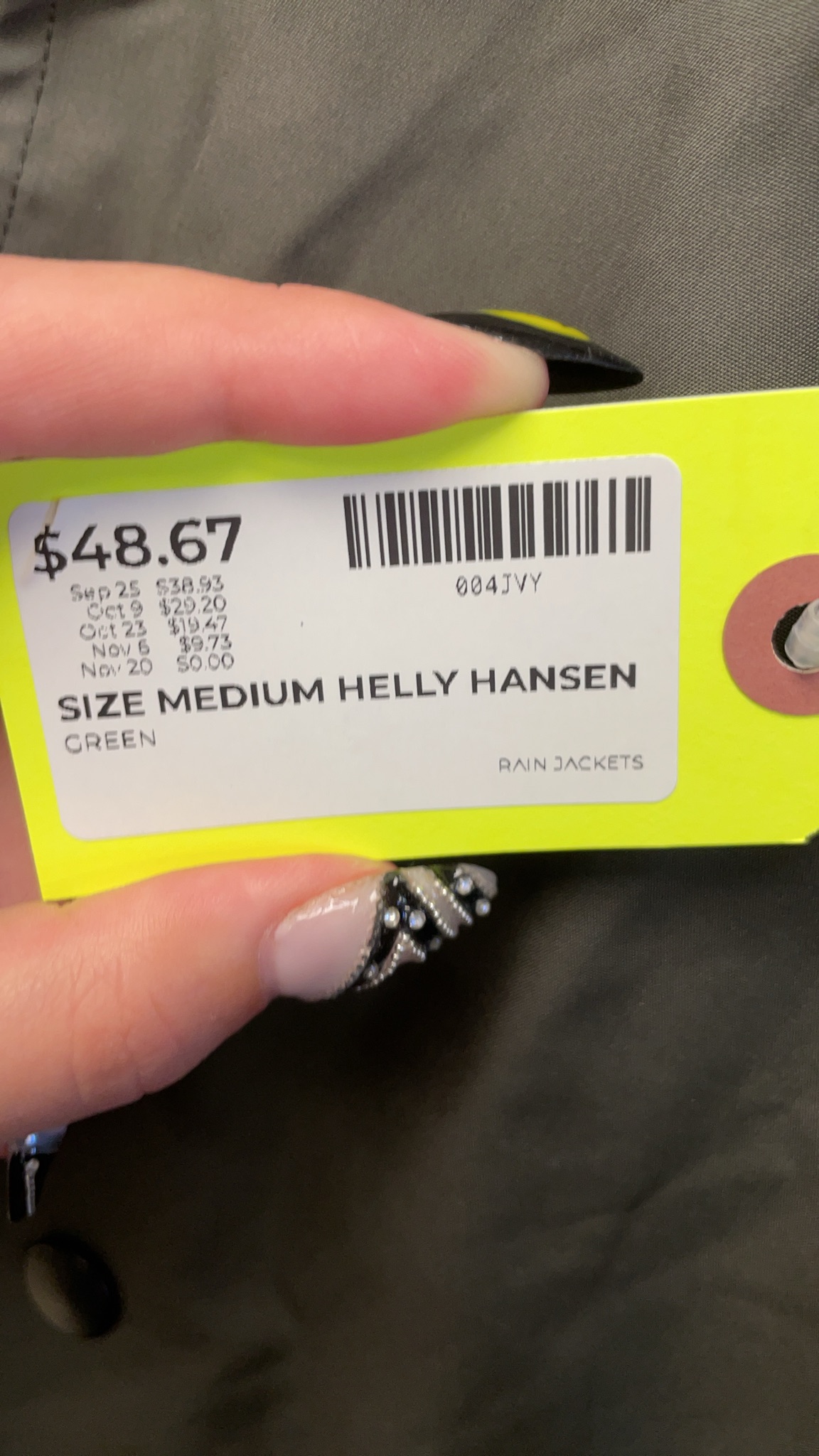 Helly Hansen Rain Jacket Medium Green