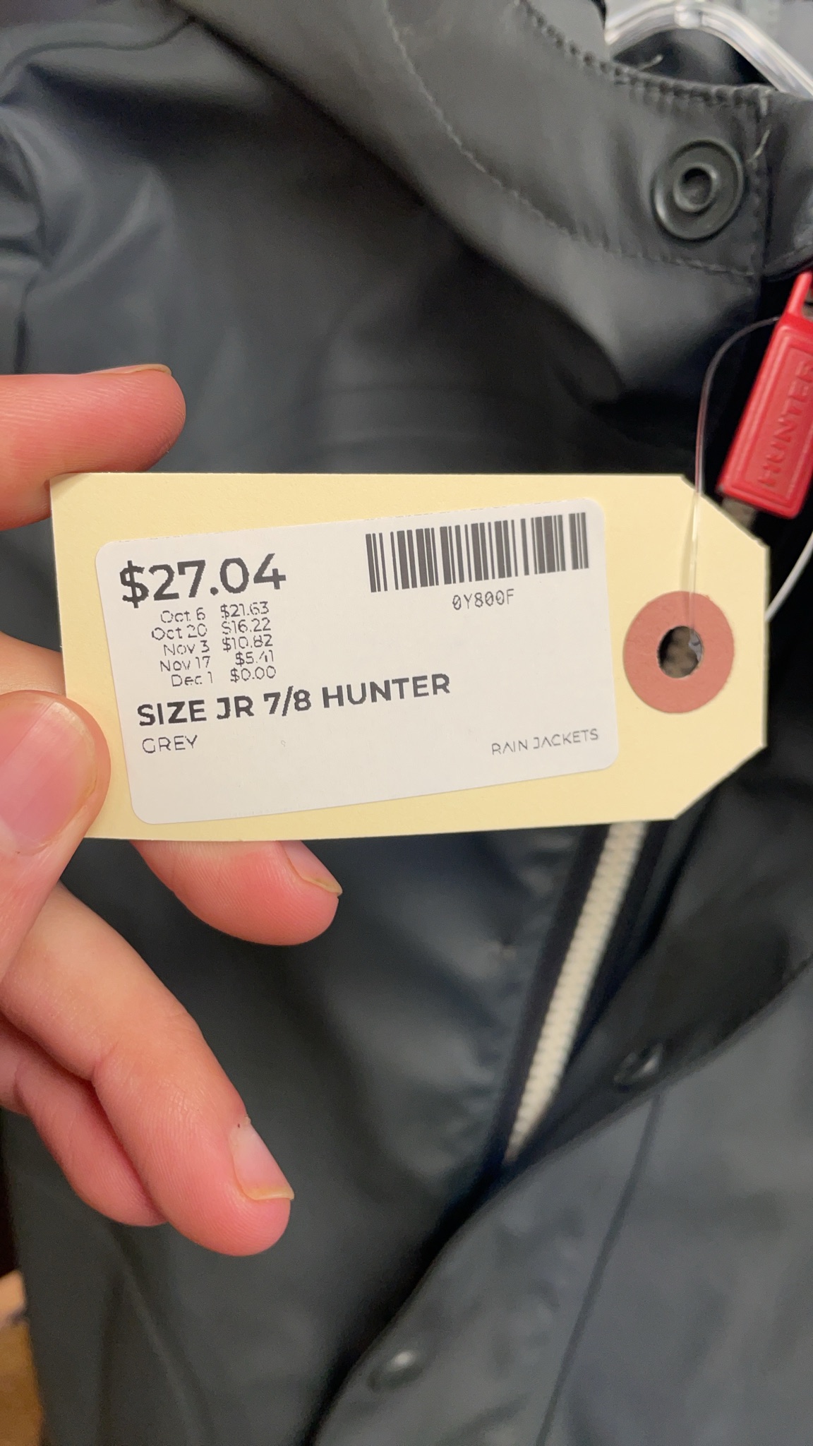 Hunter Original JR 7/8 Grey Rain Jacket