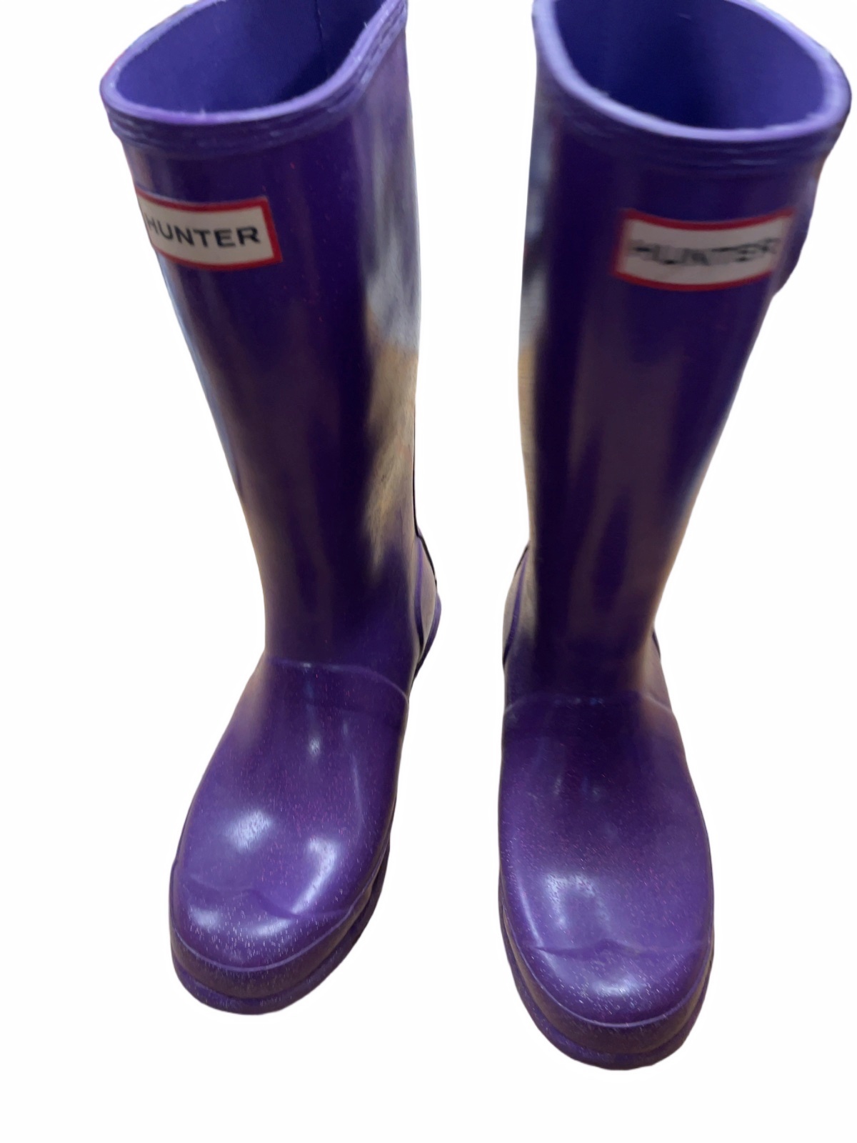 Hunter Rain Boots Size 4 Purple Glitter - image 1