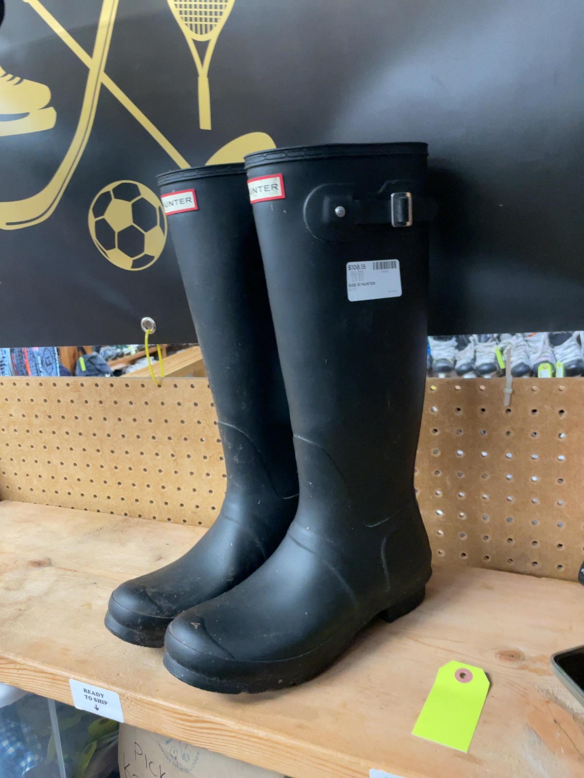 Hunter Tall Rain Boots Size 10 Black