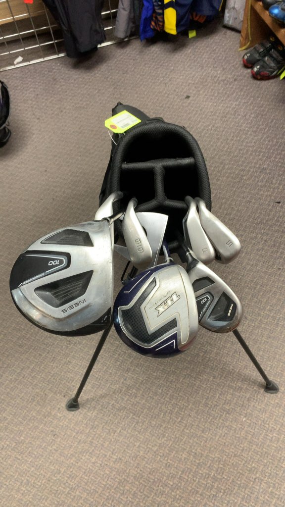 Inesis 100 7-Piece Left-Handed Golf Club Set with Stand Bag