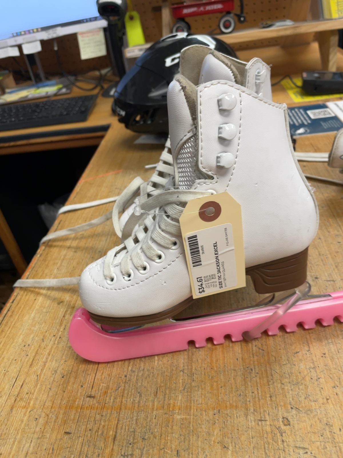 Jackson Excel Size 11C Figure Skates with Pink Guards