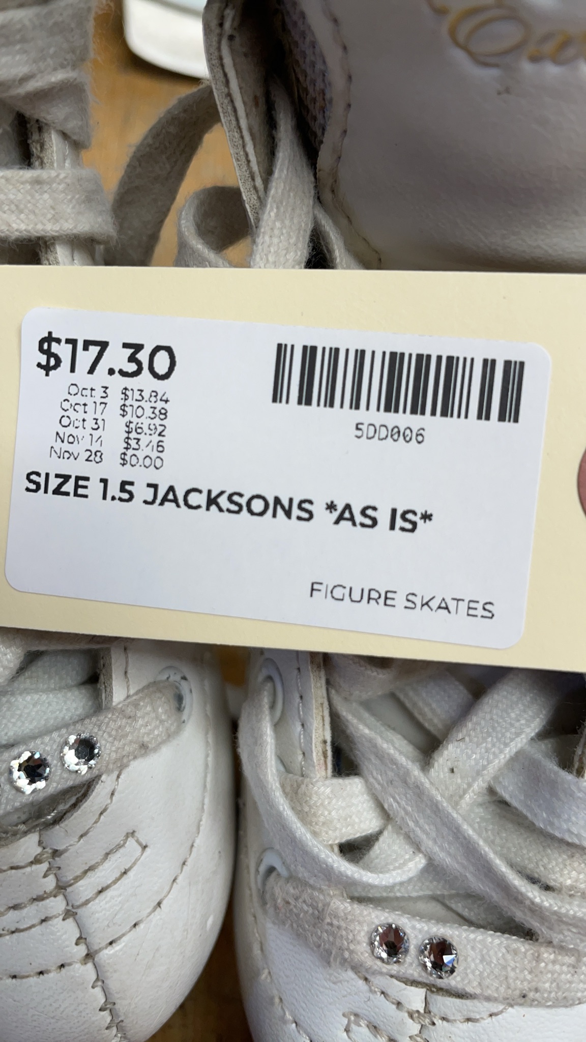 Jackson Excel Size 1.5 Figure Skates