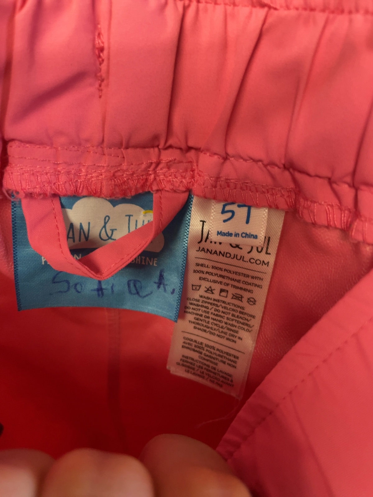 Jan & Jul Rain Pants 5T Pink