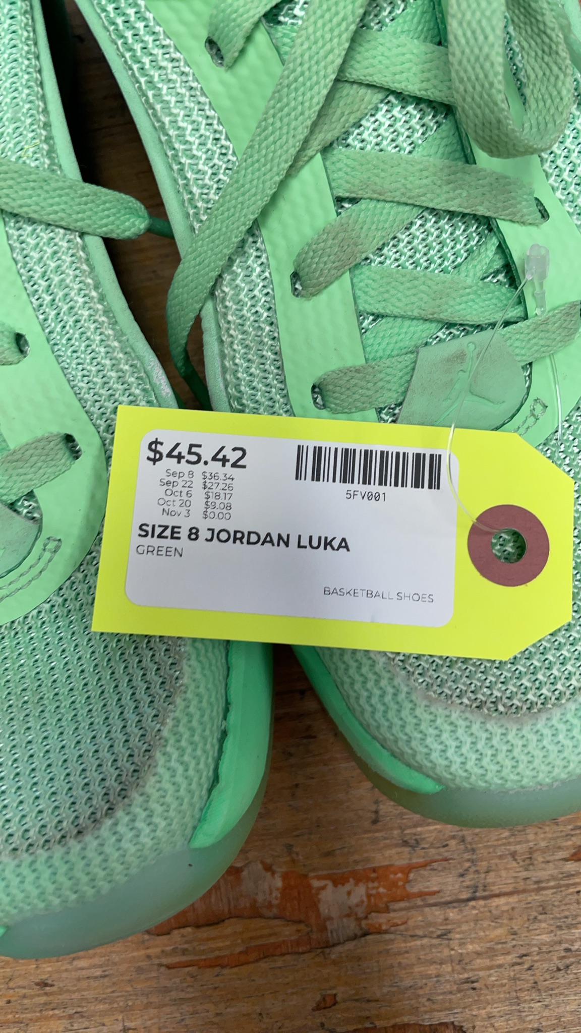 Jordan Luka Basketball Shoes - Size 8 - Green