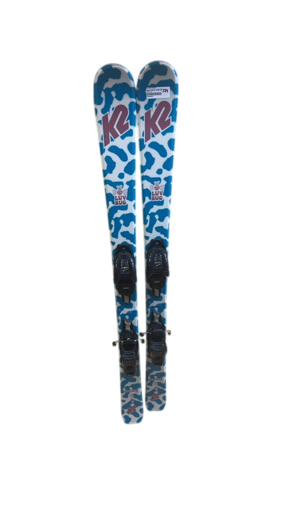 K2 Luv Bug Junior Skis with Marker 4.5 Bindings Used 129cm - image 1