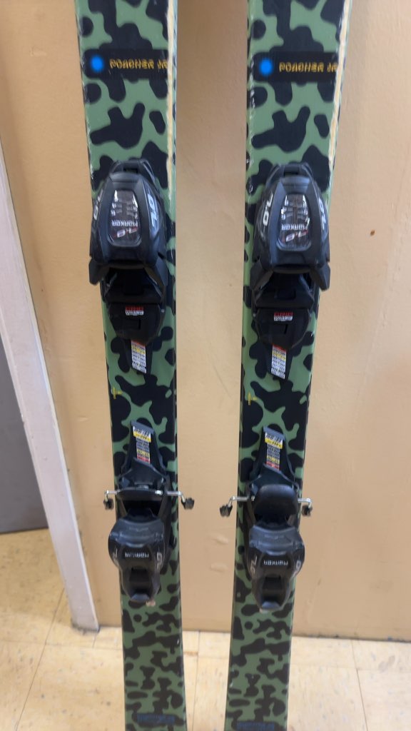 K2 Poacher Jr Skis with Marker 7.0 Bindings Used 129cm some rougher edges on the right side of both skis