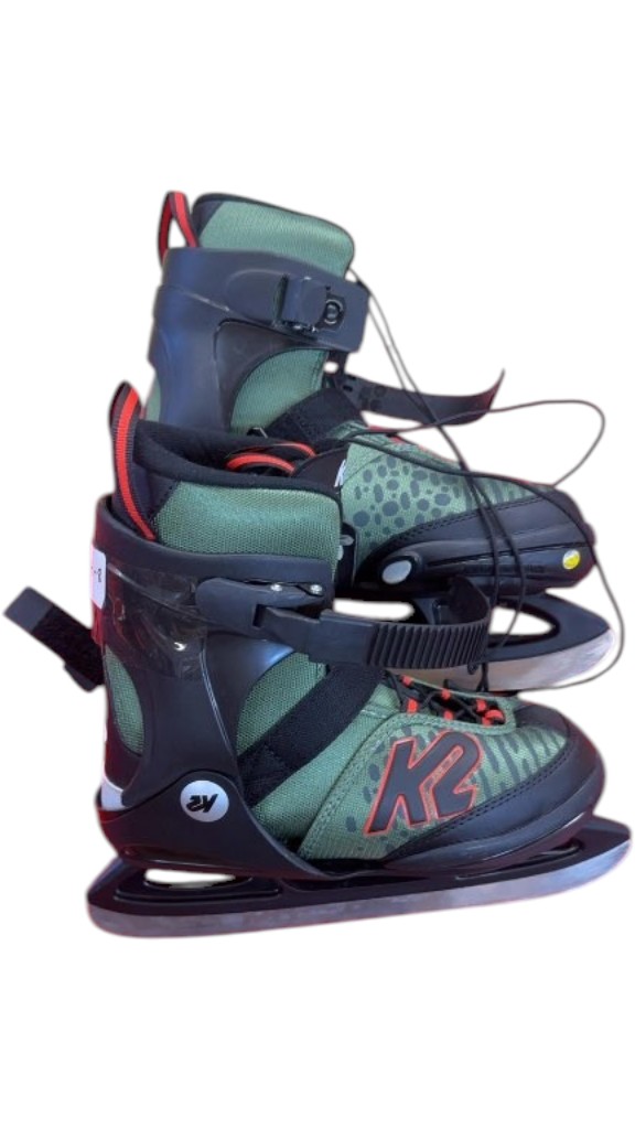 K2 Raider Adjustable Ice Skates Green/Black Used Size 4-8 - image 1