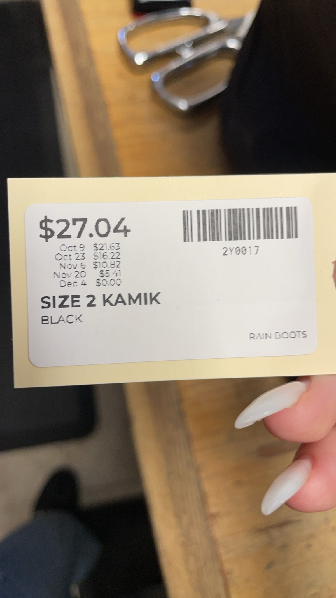 Kamik Rain Boots Size 2 Black