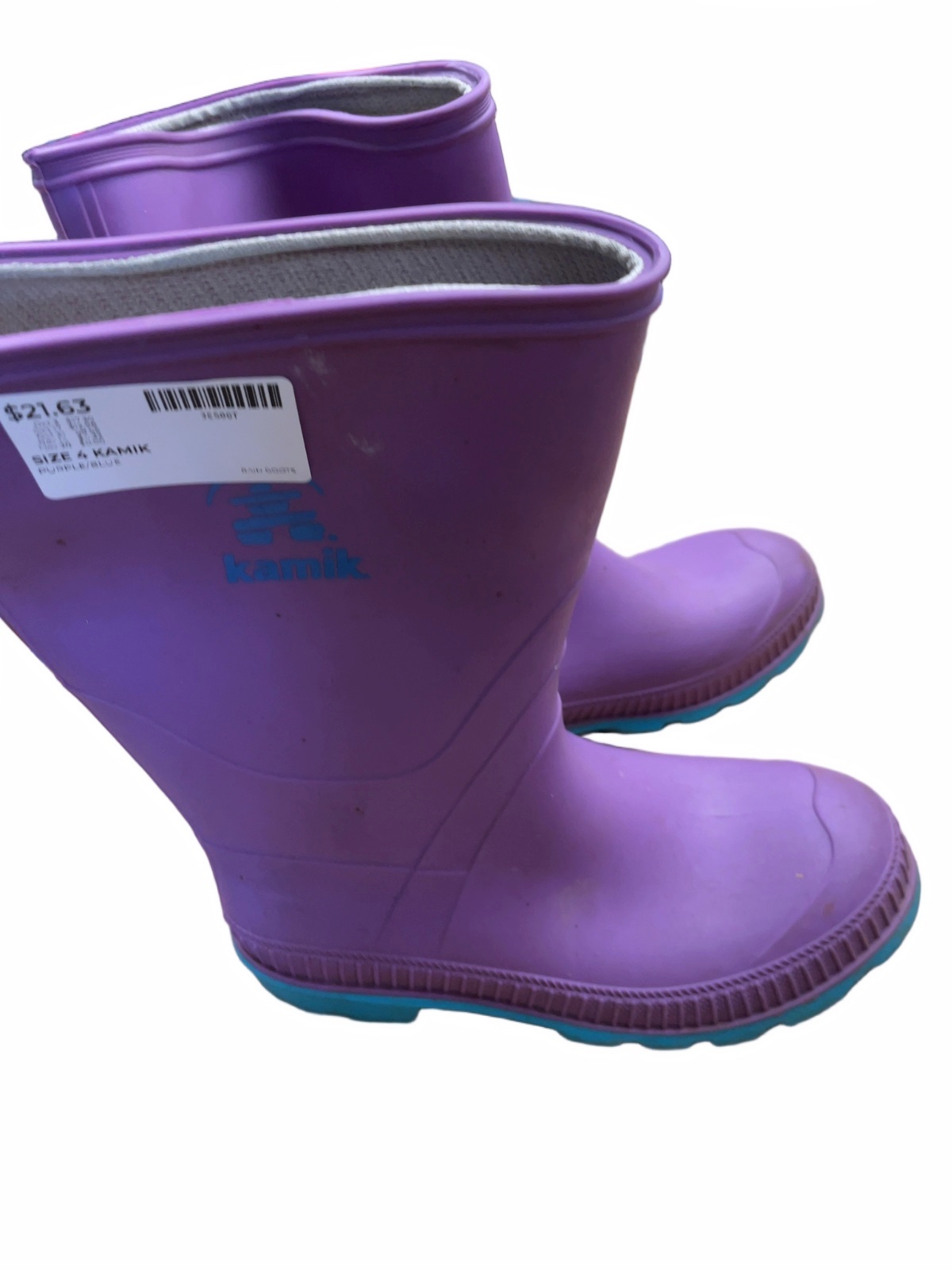 Kamik Rain Boots Size 4 Purple/Blue - image 1