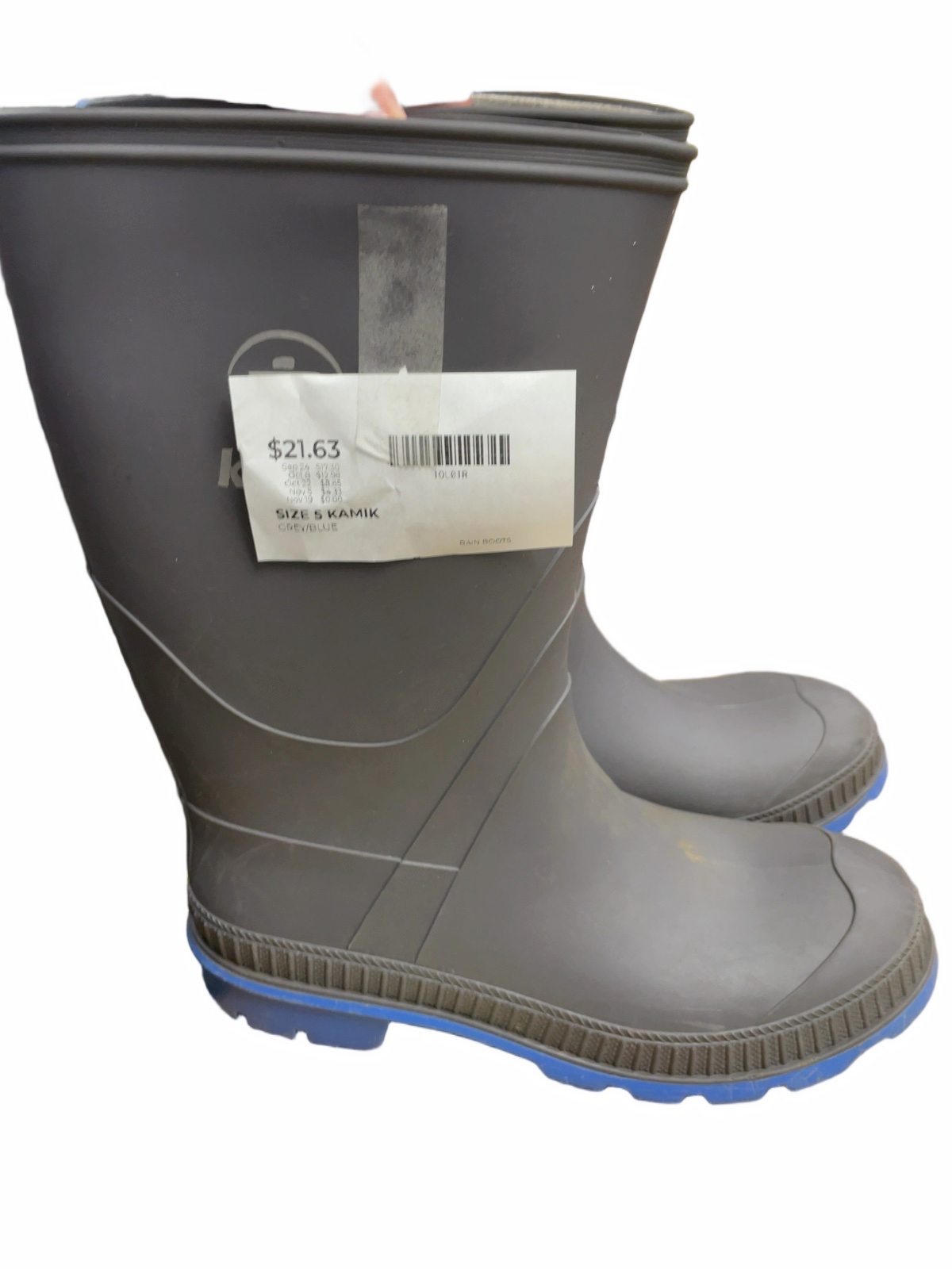 Kamik Rain Boots Size 5 Grey/Blue - image 1