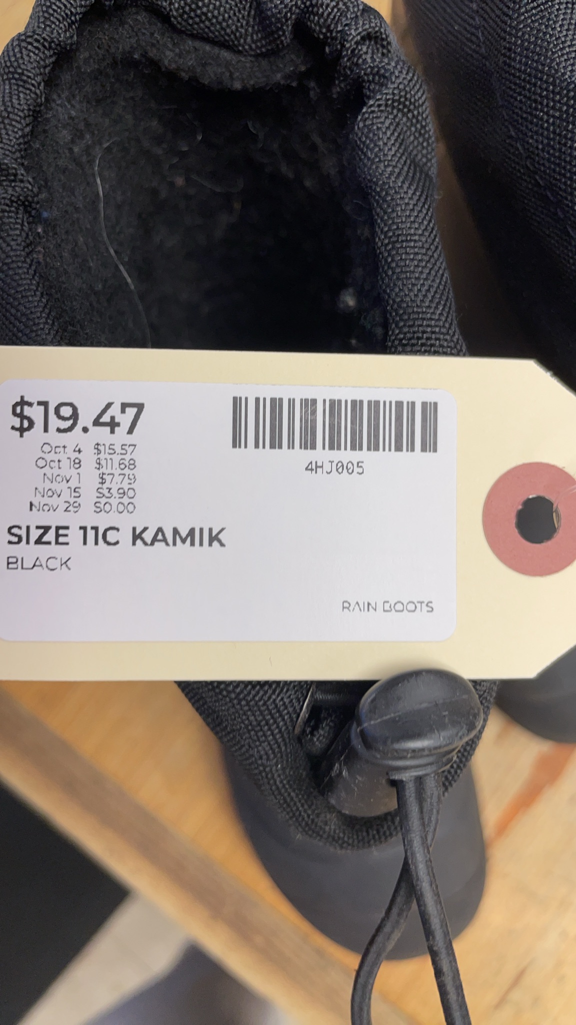 Kamik Size 11C Black Rain Boots