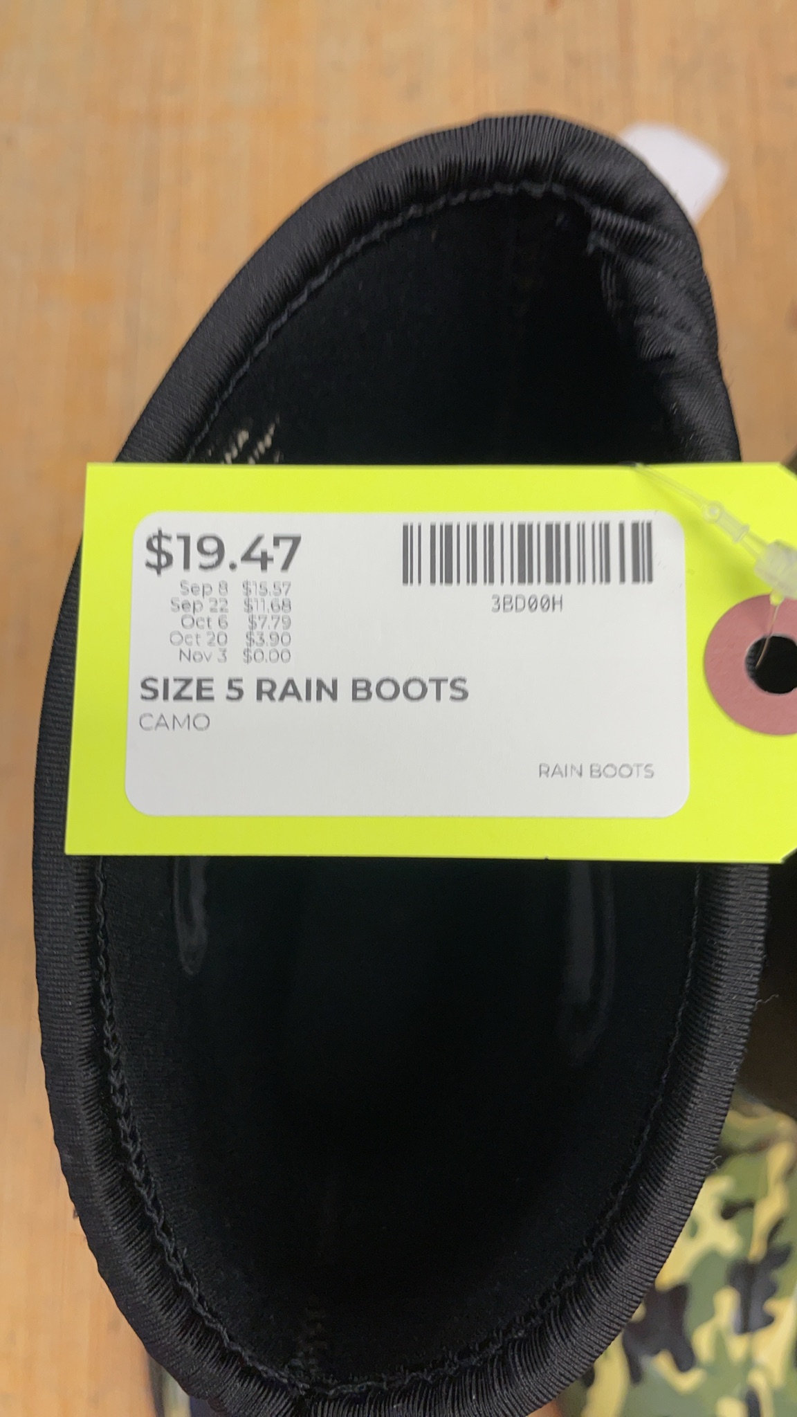 Kids Camo Rain Boots - Size 5