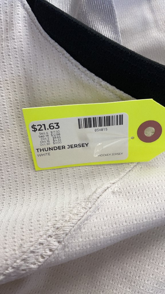 Kobe Thunder Hockey Jersey White Size XL