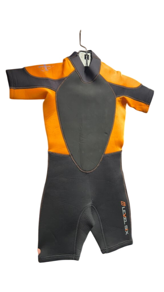Level Six Junior Size 6 Shortie Wetsuit - Orange/Black - image 1