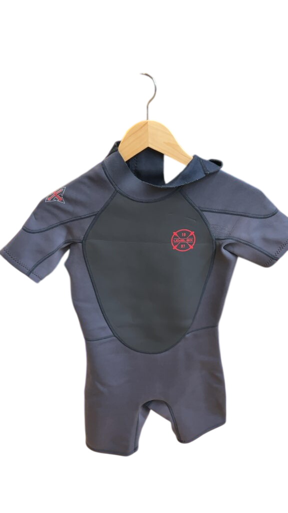 Level Six Youth Shorty Wetsuit Grey/Black Excellent Used Condition Size 16 - image 1