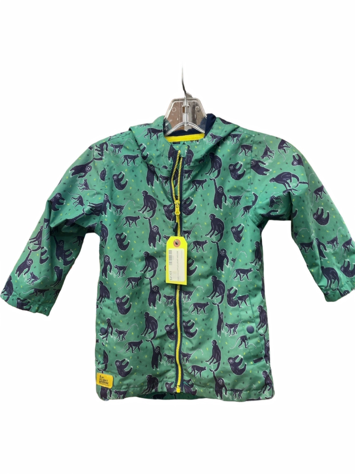 Little Light House Rain Jacket Size 3-4 Green Monkey Print - image 1