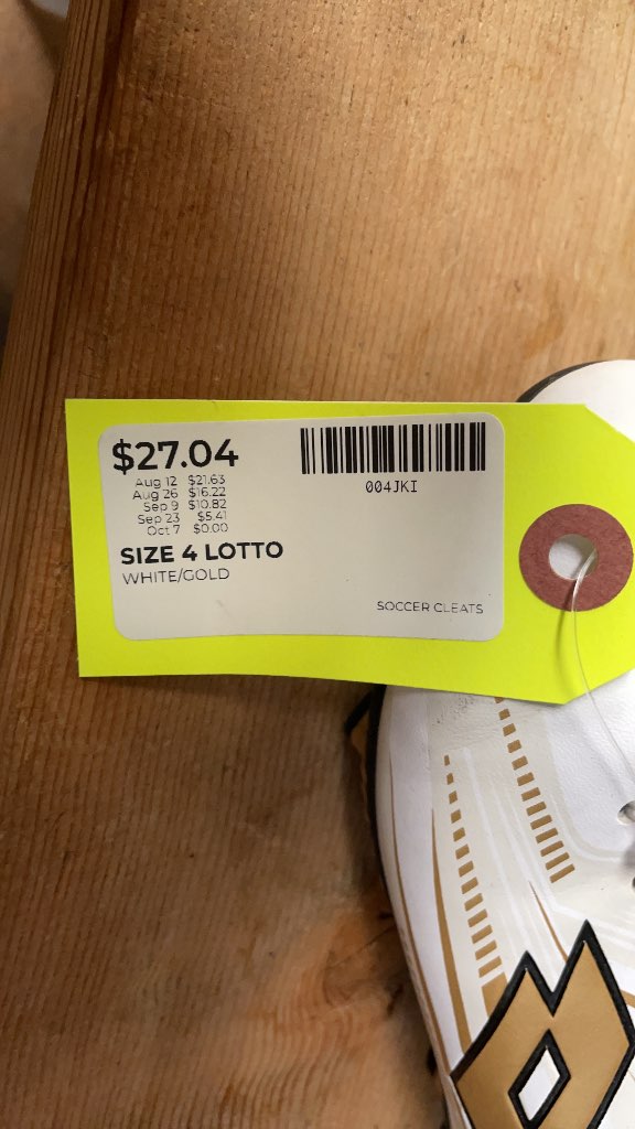 Lotto Soccer Cleats White/Gold Size 4